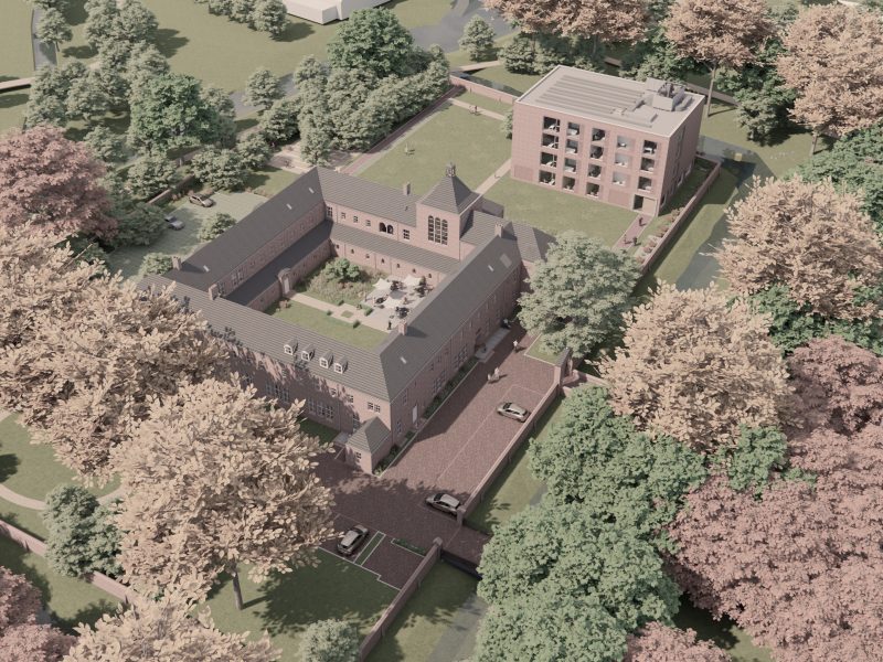 Impressie van de nieuwbouw van Hotel Clara, dat wordt gebouwd in een klooster