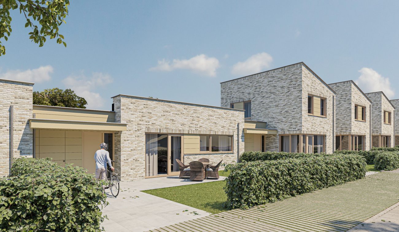 Impressie Molenbeekhof Sittard: levensloopwoning met garage, terras, hagen en grasparkeerstrook