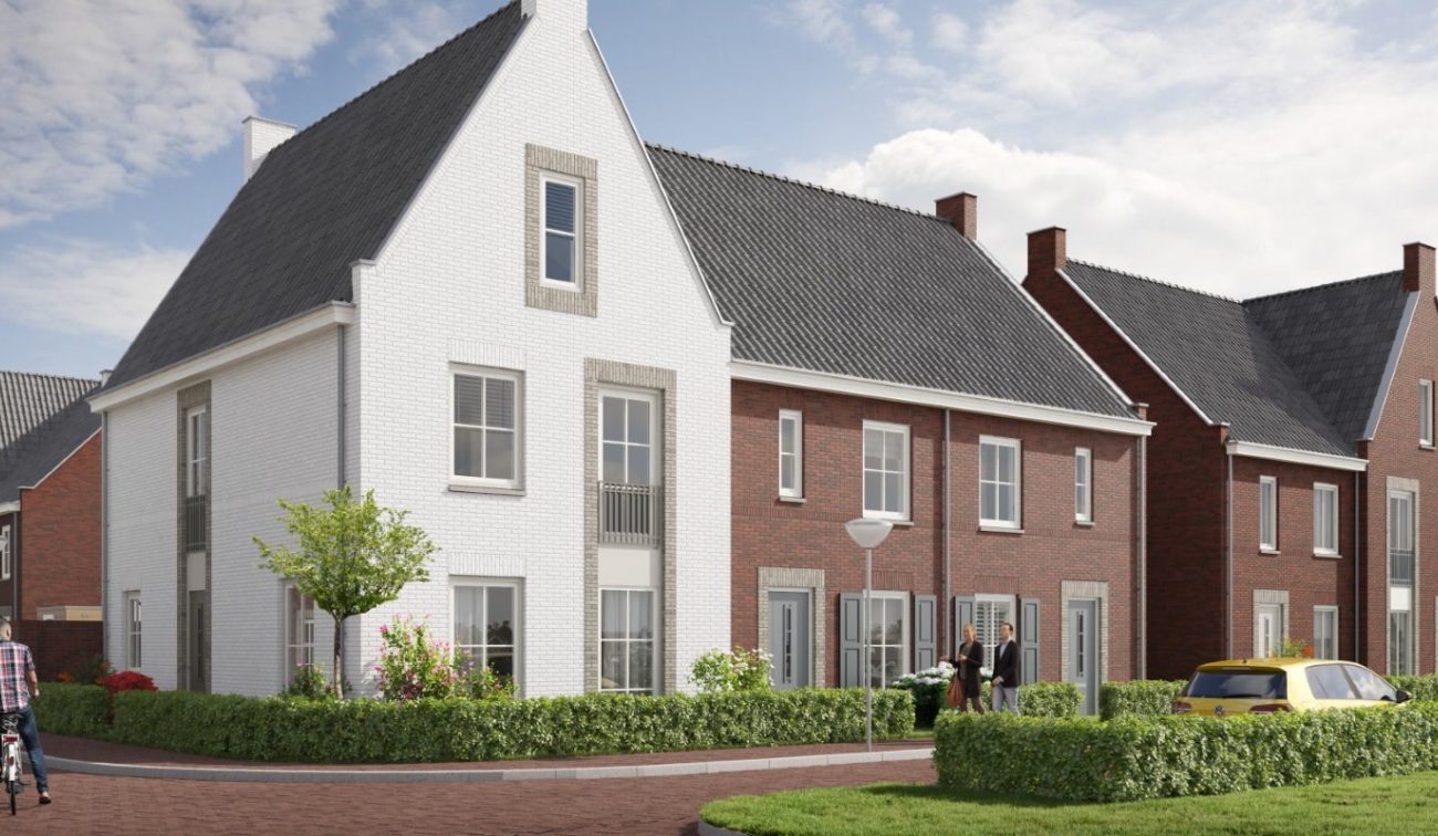 Impressie van de nieuwbouw rijtjeswoningen in De Hoogheden in Berkel-Enschot, onderdeel van het woningbouwproject.