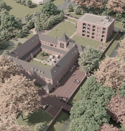 Impressie van de nieuwbouw van Hotel Clara, dat wordt gebouwd in een klooster