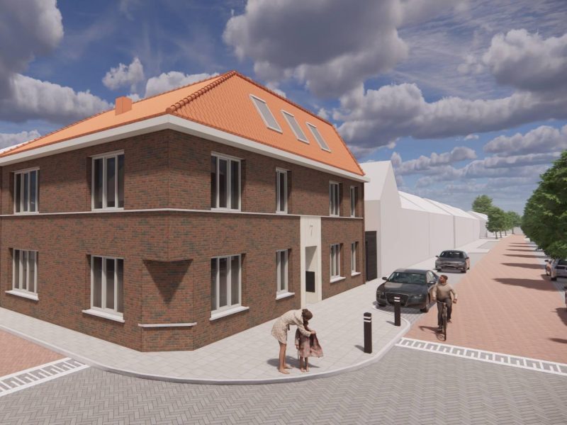 Impressie van het nieuwbouwappartementencomplex aan de Seringenstraat in Eindhoven, met moderne gevels en groene buitenruimte.